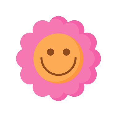 çiçek retro simgesi beyaz arkaplan