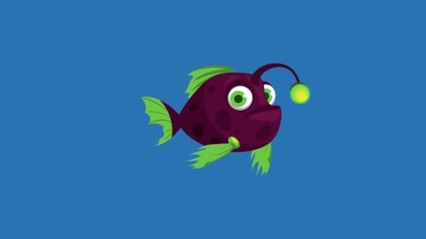 Latarnia Ryba Pływanie Sealife Animacja Wideo Animowane — Wideo stockowe
