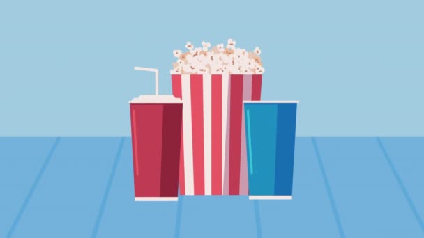 Cinema Pop Corn Soda Animation Video Animated — Stockvideo
