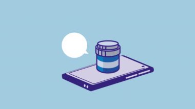 şişe ilaçları ve akıllı telefon, 4k video animasyonu