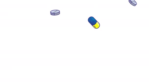 Χάπια Και Κάψουλες Φάρμακα Ιατρική Κινούμενα Σχέδια Βίντεο Κινουμένων Σχεδίων — Αρχείο Βίντεο