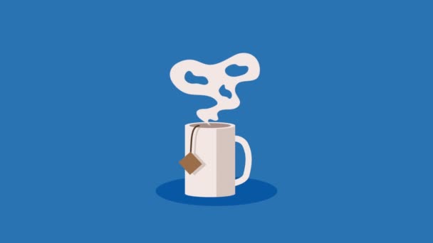 Hot Tea Mug Drink Animation Video Animated — ストック動画
