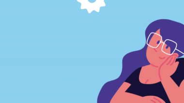 Dişli animasyonu olan iş kadını, 4k video animasyonu