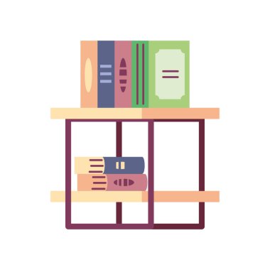 bookshelf and books icon white background