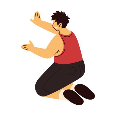 man on his knees icon white background