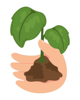 hand with plant ecological sustainability icon isolated