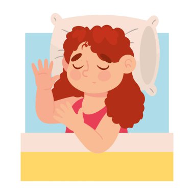 woman sleep in bed cartoon