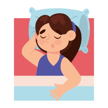 sleeping woman at night cartoon