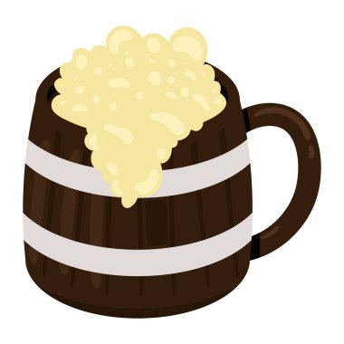 wooden beer mug icon isolated
