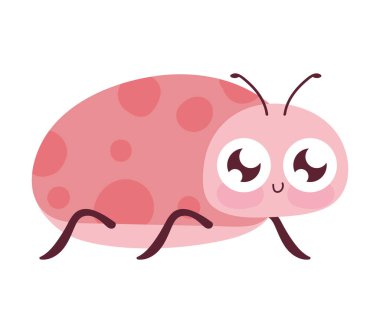 Uğur böceği çizgi film simgesi izole edildi