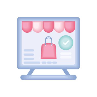 online shopping computer icon isolated style