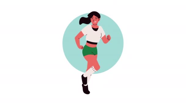 Atletisk Kvinna Kör Sport Karaktär Video Animerad — Stockvideo