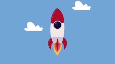 rocket launcher in the sky ,4k video animated