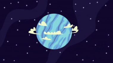 blue space planet scene animation ,4k video animated