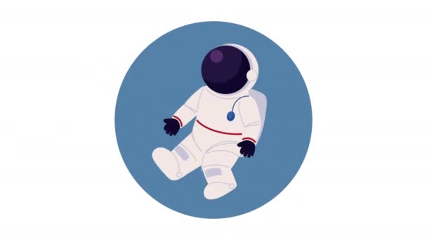 Astronot Yüzen Komik Karakter Animasyonu Video Animasyonu — Stok video