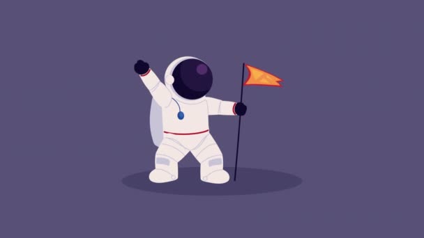 Astronaut Flag Character Animation Video Animated — Vídeo de Stock