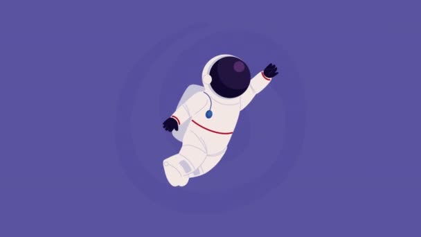 Astronaut Flying Comic Character Animation Video Animated — Vídeo de Stock
