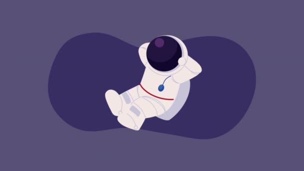 Astronaut Relaxed Comic Character Animation Video Animated — Stockvideo