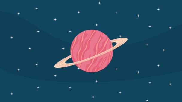 Saturn Space Planet Scene Animation Video Animated — Vídeo de Stock