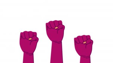 Afro eller animasyonu protesto eden yumruklar, 4k video animasyonu