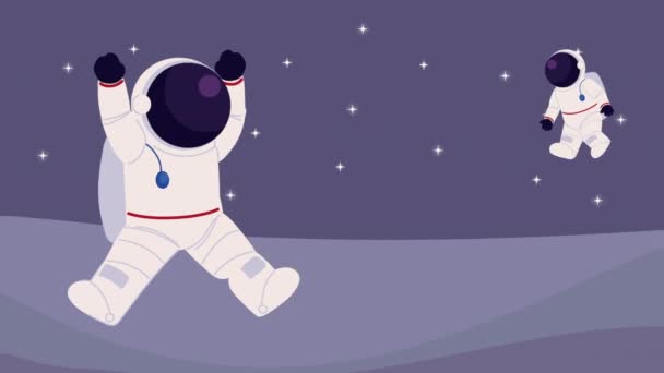 Astronauter Rymden Tecken Animation Video Animerade — Stockvideo
