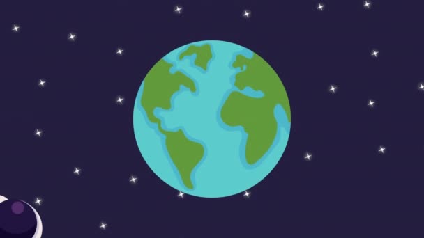 Astronaute Avec Planète Terre Animation Personnage Vidéo Animée — Video