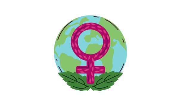 Genere Femminile Rosa Nell Animazione Planetaria Mondiale Video Animato — Video Stock