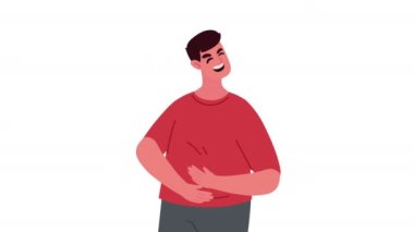 standing man laughing happy character ,4k video animated