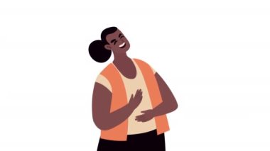 young afro woman laughing happy character ,4k video animated
