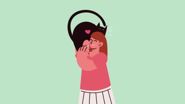 Woman Lovely Cat Mascot Animation Video Animated — Vídeo de stock