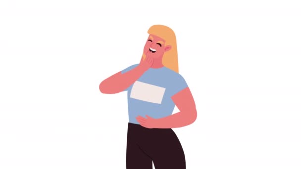 Блондинка Сміється Щасливий Персонаж Відео Анімовані — стокове відео