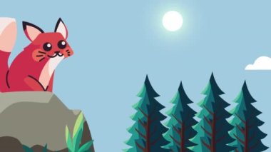 cute squirrel in the forest animation ,4k video animated