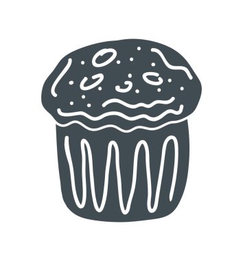cupcake bakery doodle icon isolated