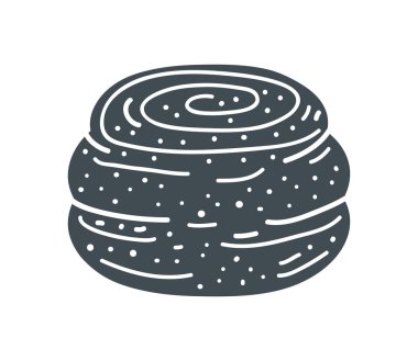 roll bakery doodle icon isolated