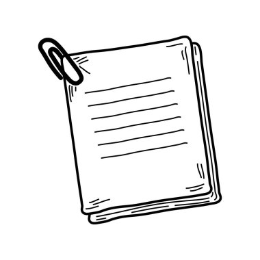 paperwork with clip supply doodle icon isolated