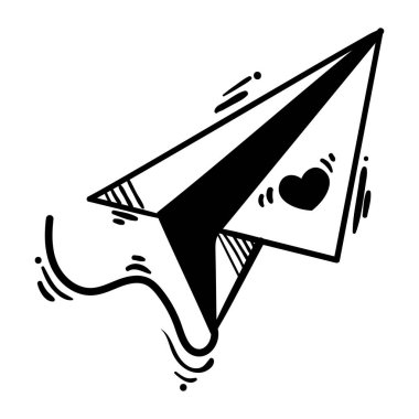 paper plane message love doodle icon isolated