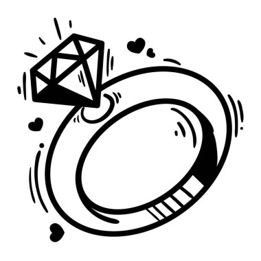 wedding ring love doodle icon isolated