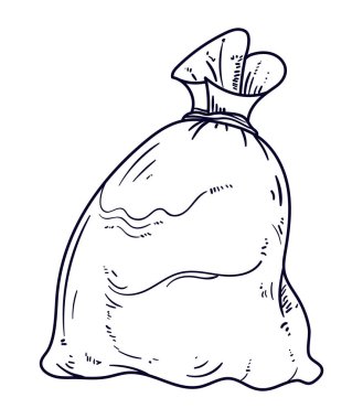 waste bag cleaning doodle icon isolated