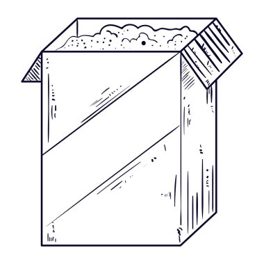powder detergent in box cleaning doodle icon isolated