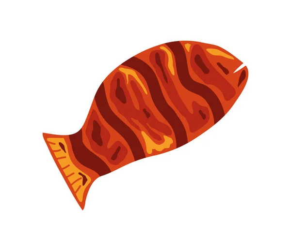Gebratener Fisch Isoliert Symboldesign — Stockvektor