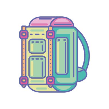 sırt çantası gezisi ve tek başına seyahat simgesi