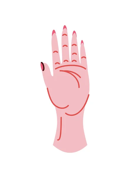 Kvinnlig Hand Upp Ikon Vit Bakgrund — Stock vektor