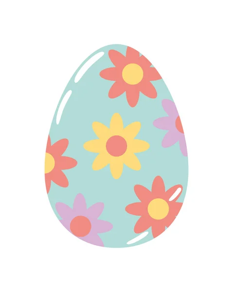 Easter Floral Egg Icon White Background — Stock Vector