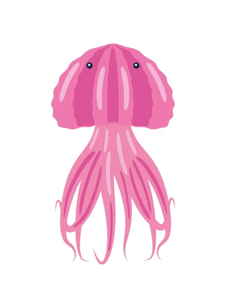 Jellyfish Aquatic Animal Icon Isolated — Stock Vector