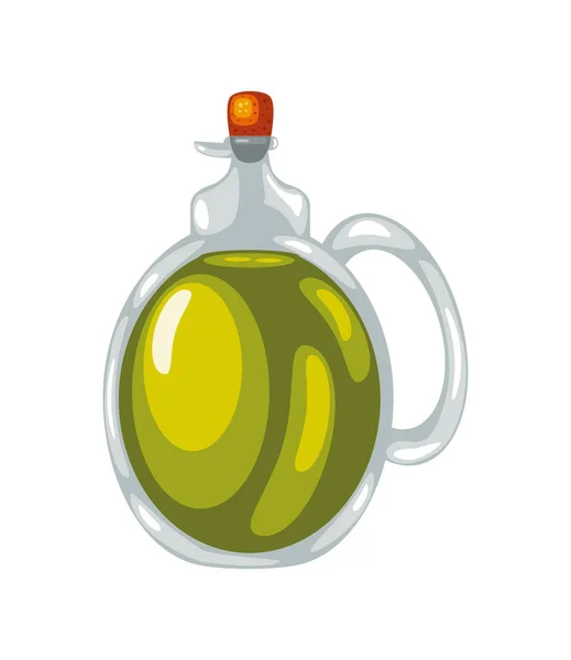 Pot Huile Olive Icône Fond Blanc — Image vectorielle