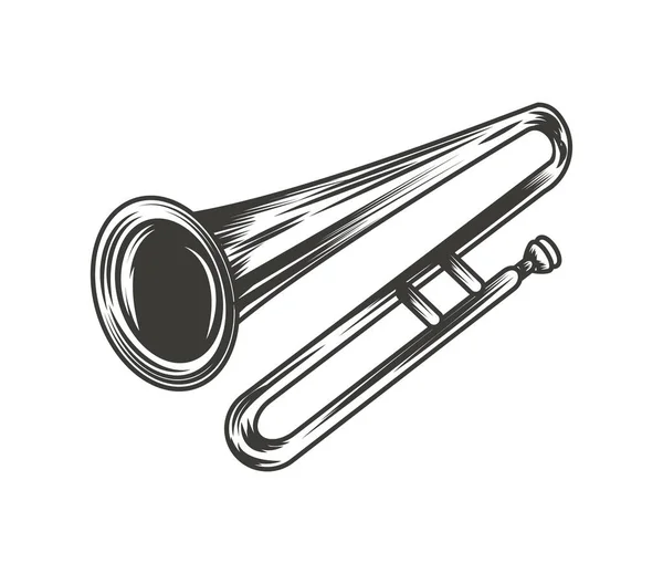 Trombon Jazz Musikinstrument Isolerad Ikon — Stock vektor