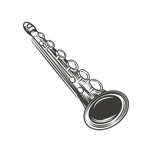Clarinette Jazz Instrument Musique Icône Isolée — Image vectorielle