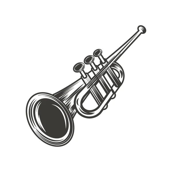 Trompet Jazz Muziekinstrument Geïsoleerd Icoon — Stockvector