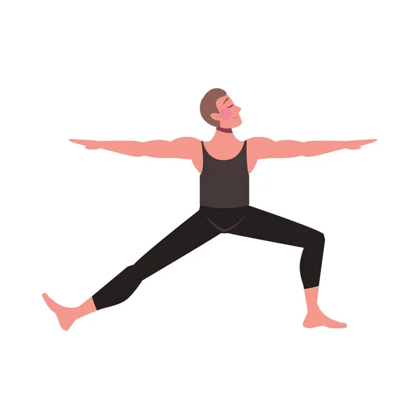 Mann Macht Yoga Ikone Isoliert — Stockvektor