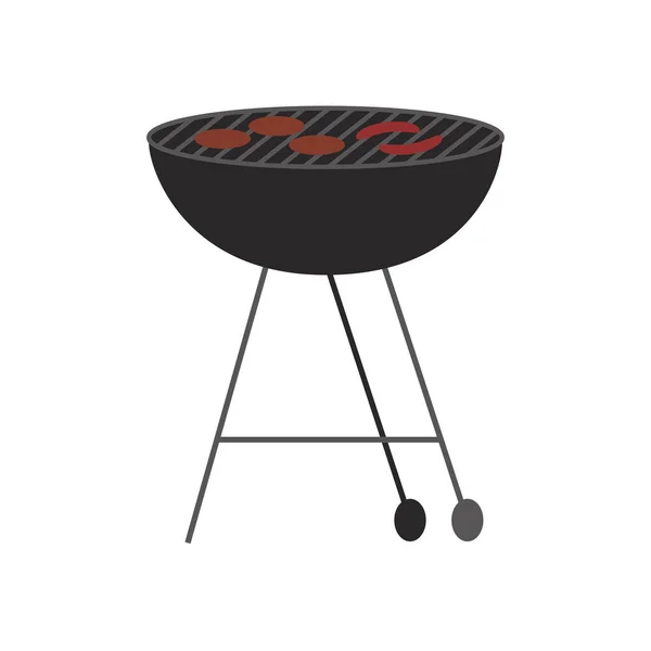 Barbecue Grill Avec Icône Viande Isolé — Image vectorielle